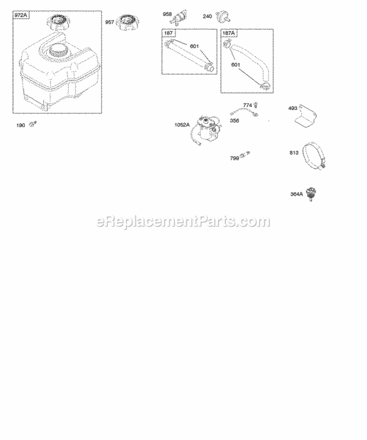 Fuel Supply Diagram and Parts List for 201412-0116-E1  Briggs and Stratton Engine